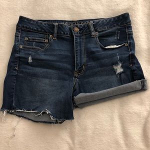 American Eagle high rise shortie jean shorts